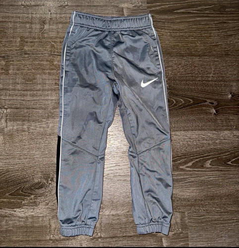 Nike Boys S Gray Jogger Pants Elastic Waist Pull-On Running Logo 22" Inseam