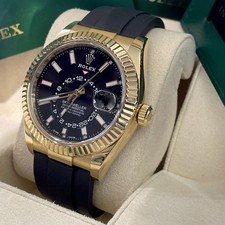 ROLEX SKY-DWELLER 42mm YELLOW GOLD BLACK DIAL OYSTERFLEX ref: 326238