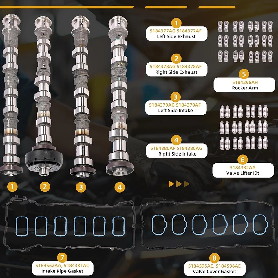 Engine Camshafts Rockers Arm Lifters Kit 3.6L V6 for Dodge Jeep Ram Chrysler 300 - Изображение 3 из 4