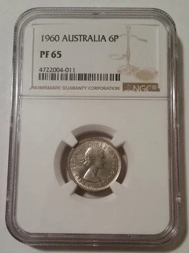 Australia 1960 Silver 6 Pence Proof Proof-65 NGC Low Mintage