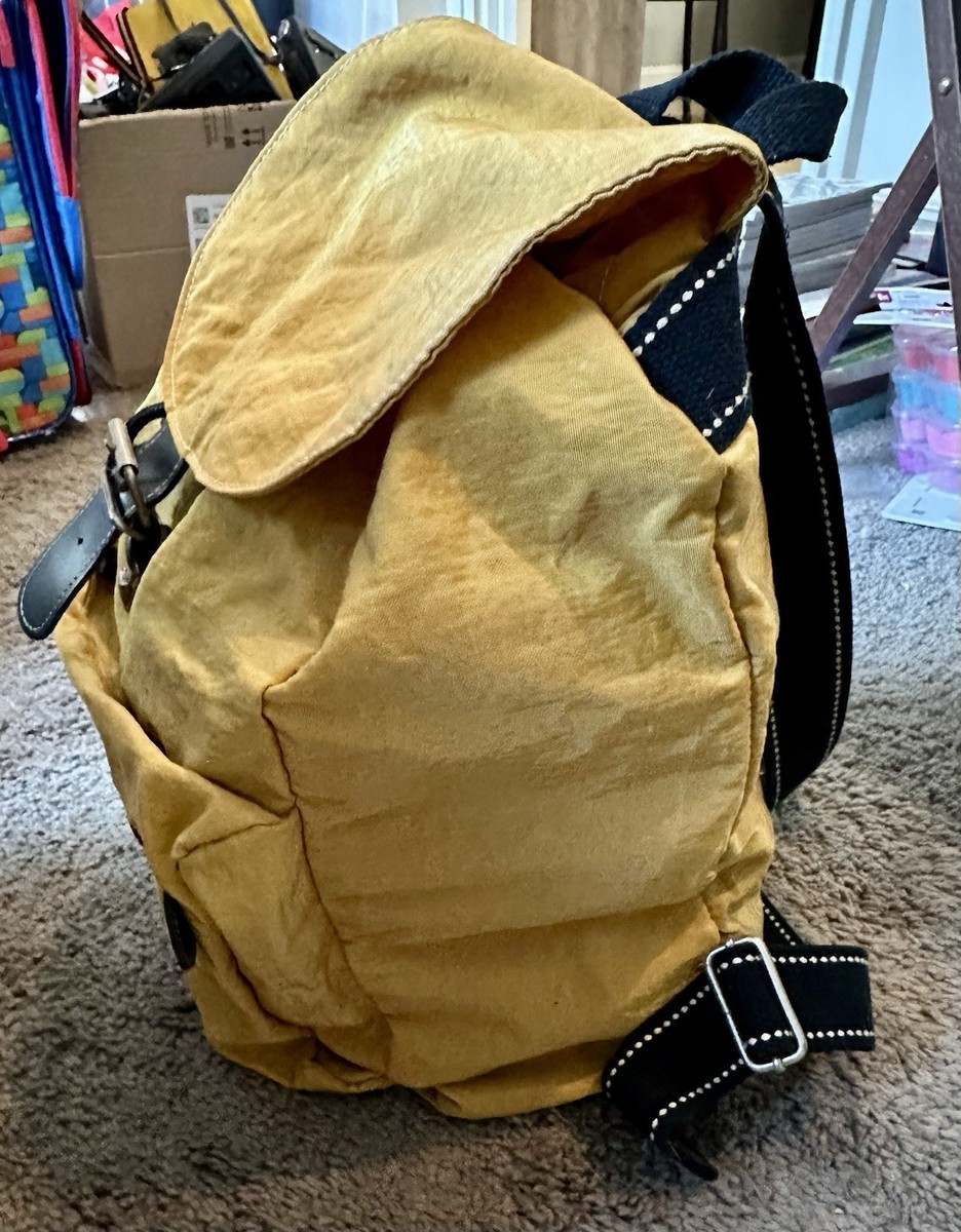 Vtg 90s Y2K Gap Mustard Yellow Rucksack Nylon Grunge School