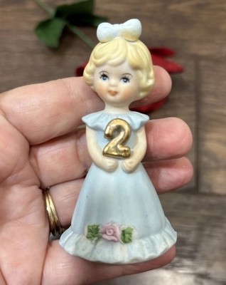Vintage 1981 Enesco Growing Up Birthday Girls Doll Age 2 Blonde Blue Dress