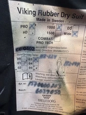 Viking Pro 1000 Rubber Drysuit for Technical/Commercial/Fire Diver ~ Size Wide 3
