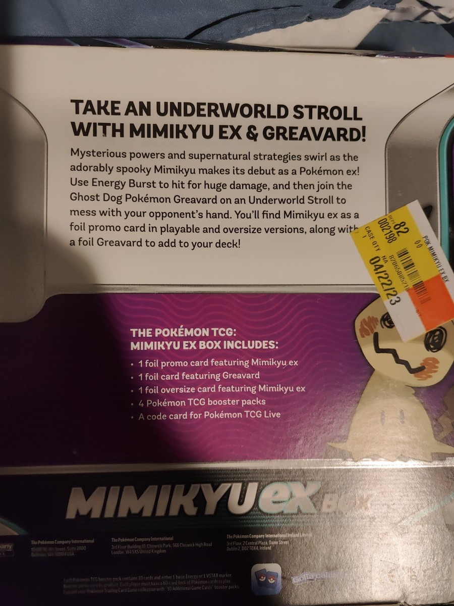 Pokmon TCG: Mimikyu Ex Box  Includes 2 Foil Promo Cards, 1 Oversize Card  & 4 Booster Packs Pokemon Etb