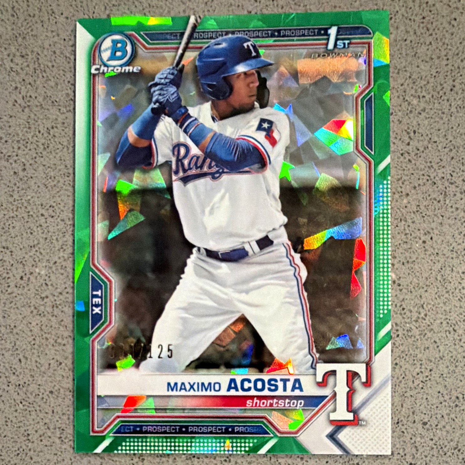 2021 Bowman Chrome Prospects Maximo Acosta 1st Bowman /125 #BCP-7 Rangers