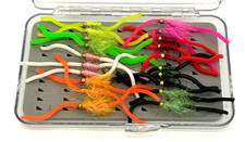 20 x Goldhead Squirmy Wormy In Fly Box - Fly Fishing - Trout Fishing Flies