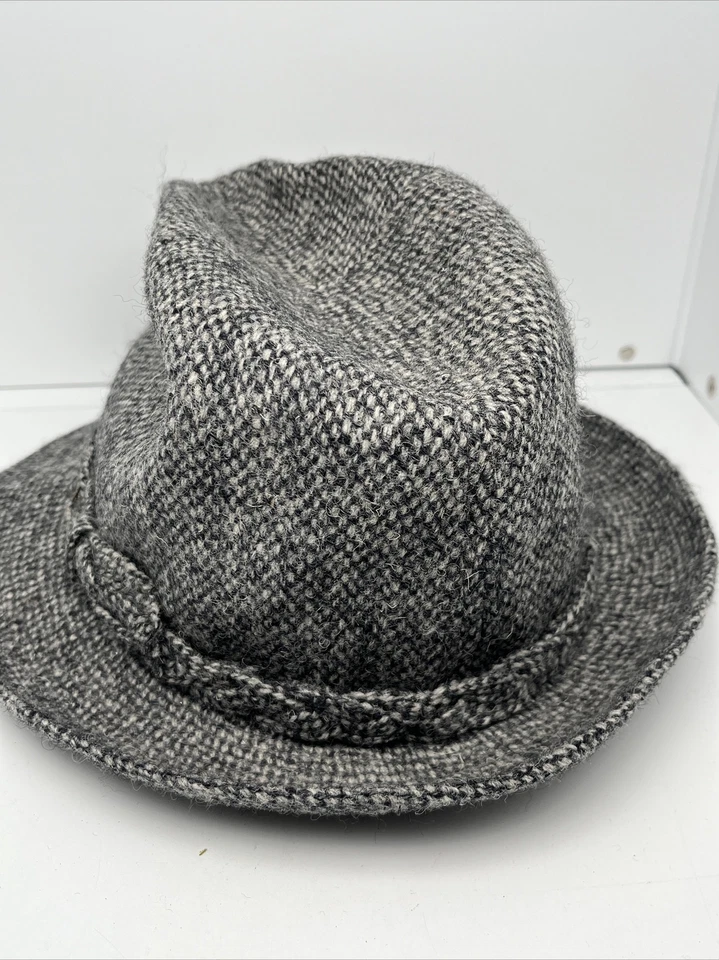 复古 Royal Stetson 男式复古 Fedora 灰色羊毛猪肉派帽 7 1/8 加拿大制造 — 第 3/4 张图片
