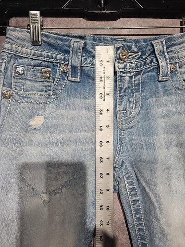 Miss Me Cropped Jeans Womens 26 Blue Mid Rise Easy Crop Distressed - Picture 5 of 10
