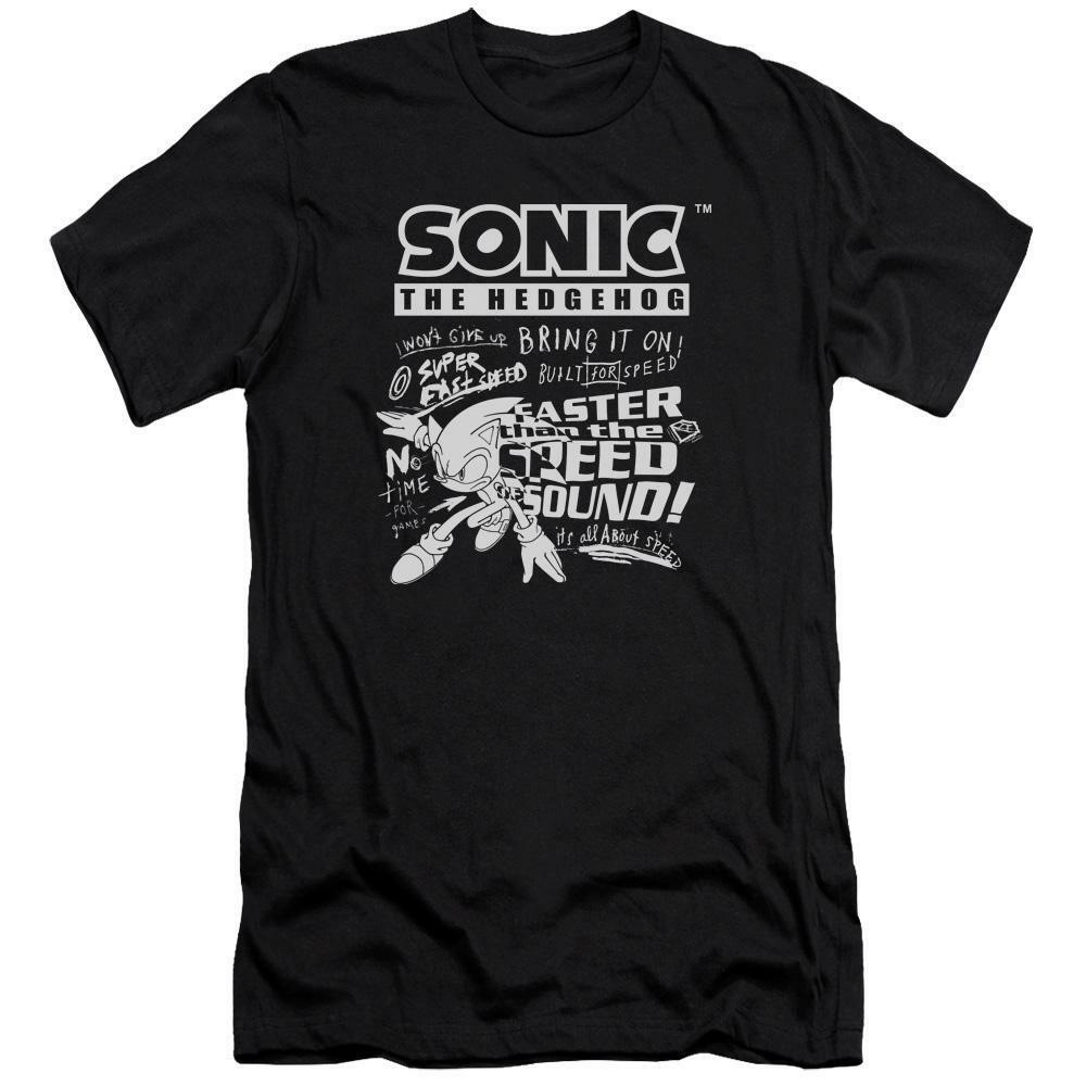 COLORLESS MOTION SONIC SKETCH BLACK T-SHIRT ORIGINAL OFFICIAL SEGA NEW ...