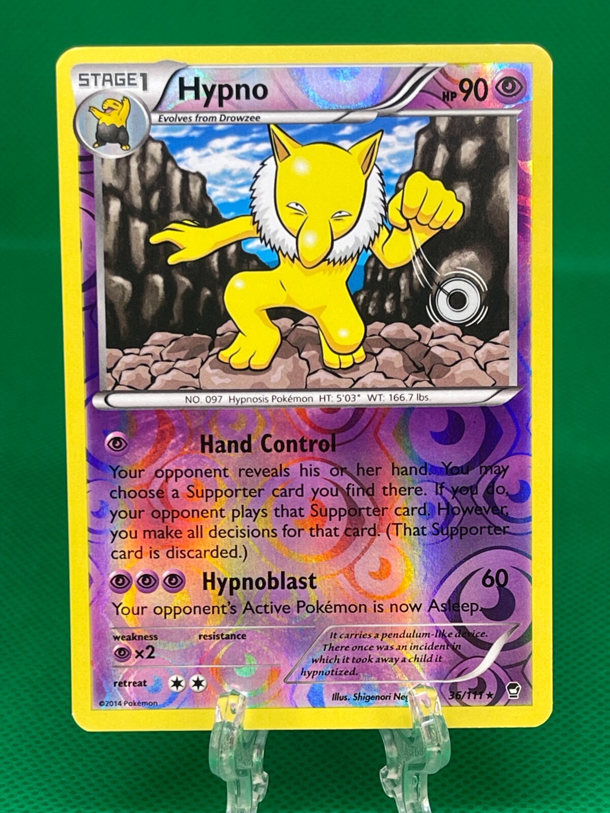 Pokémon TCG Hypno 36/111 Reverse Holo Rare X&Y Furious Fists XY English 2015 LP