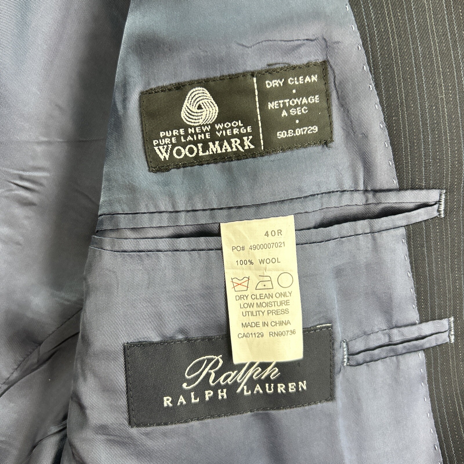 Ralph Ralph Lauren RRL Mens 40R Navy Blue Pinstripe Suit Jacket 100% Wool thumbnail 4