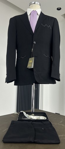 Traje Hombre Negro Fresco Lana Made IN Italy 46 48 50 52 54 56 58 60 Dr 6 Boda - Imagen 5 de 11