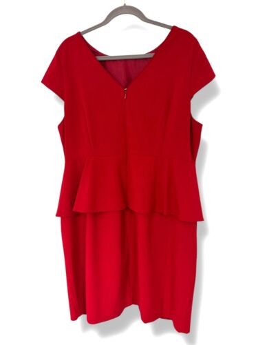 Worthington Red Peplum Sheath Dress Size 20W 2X Classy Career Office Plus Size - Picture 2 of 5