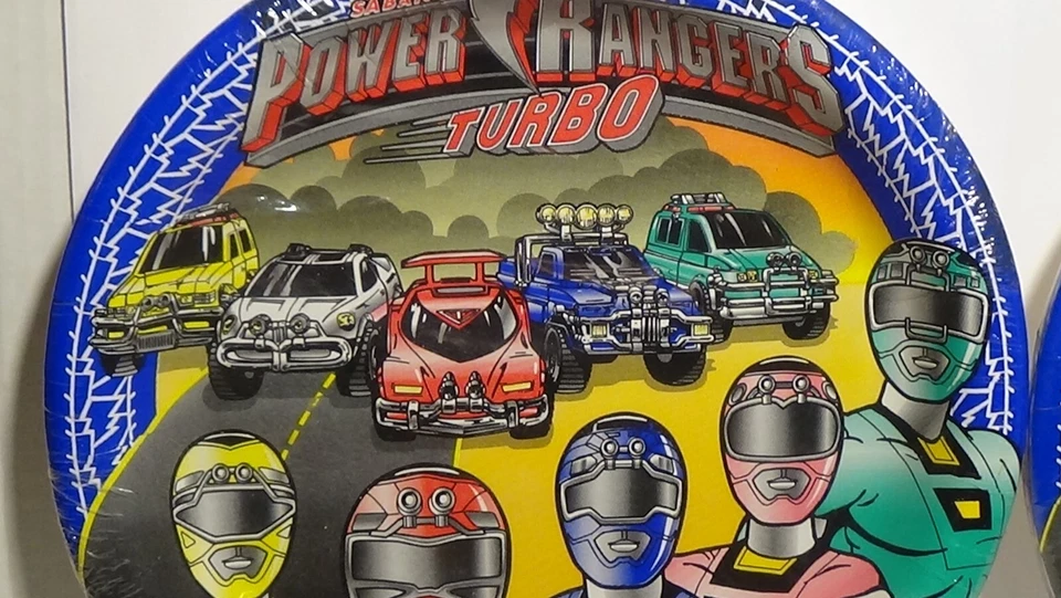 Lote de 16 platos de cena Mighty Morphin Power Rangers Turbo 9" nuevos sellados 1997 Saban Foto 4 de 4