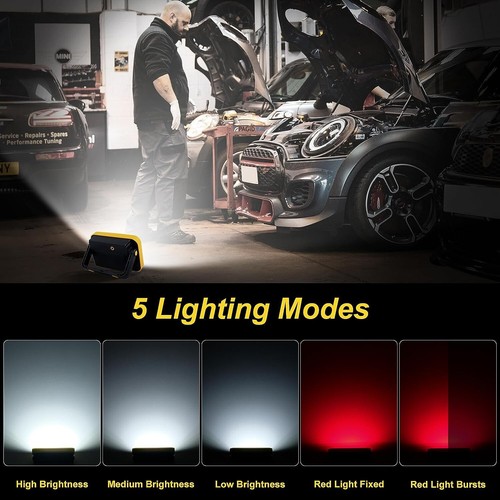 Rechargeable Work Light LED Floodlight Portable Spotlight Workshop Lamp 5 Modes - Picture 11 of 14