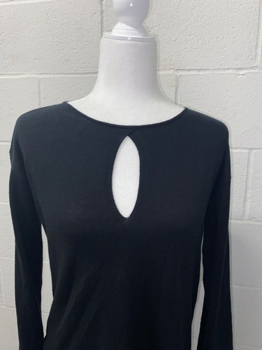 Suéter Cápsula 121 XS S Pullover Negro Ojo de Cerradura Frontal Algodón Cachemira Nuevo - Imagen 2 de 10