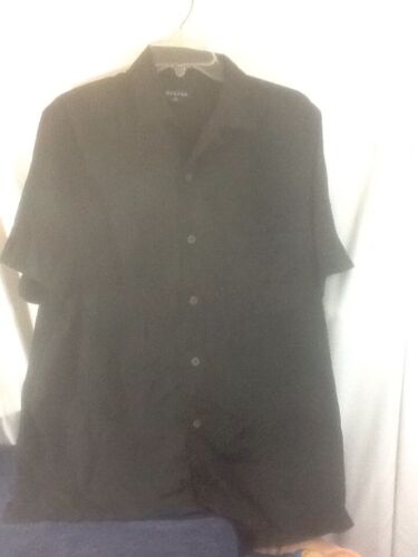 Cool Mens Sz Med 38/40 GEORGE Black Short Sleeve Leaf Pattern Button Up  Shirt