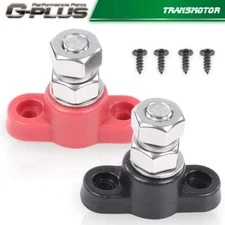 Stainless Junction Block Power Post Set Insulated Terminal Stud 3/8" Red & Black