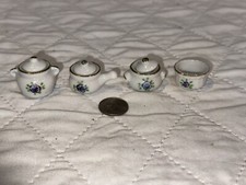 Vintage NEW Mini Dollhouse Miniature Porcelain Kitchen Set Of 4. Japan. NICE
