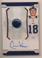Cooper Kupp 2017 Panini National Treasures RC Hats Off Patch On Card Auto /3 !!