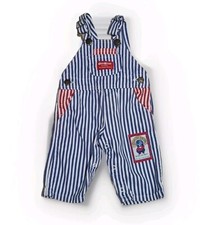 Vintage OshKosh BGosh Striped Blue  White Overalls Boys Size 3-6 Months
