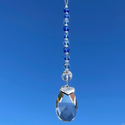 Nuevo Vidrio Colgante Sol Catcher Móvil ~ Dije Hermano ~ Azul ~ Amor o Memorial - Imagen 6 de 9