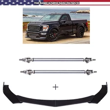 For Ford F150 F-150 Front Bumper Spoiler Lip Splitter Body Kit Glossy Black