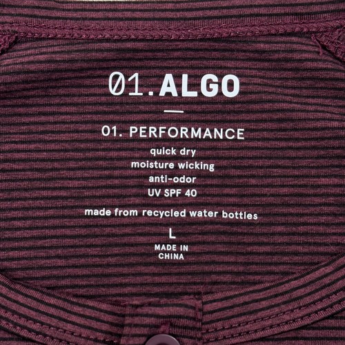 01.Algo 01. Performance Athletic Henley T-Shirt Striped UV SPF 40 Men's Large L - Picture 4 of 5