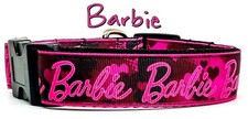Barbie dog collar handmade adjustable buckle collar 1" or 5/8"wide or leash Pink