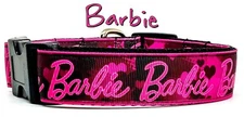 Barbie dog collar handmade adjustable buckle collar 1" or 5/8"wide or leash Pink