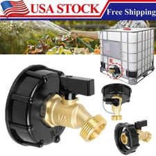 275-330 Gallon IBC Tote Tank Adapter 2" Coarse Thread Brass Hose Faucet Valve