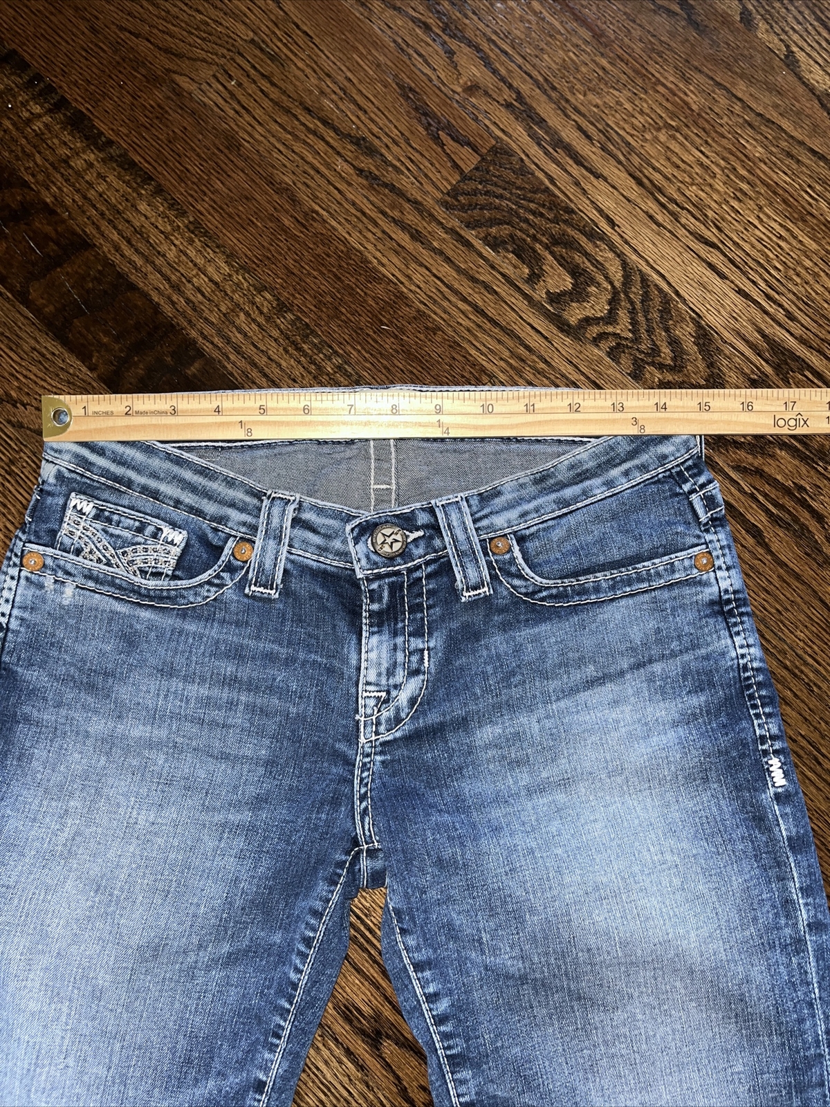 Big Star Womens Denim Shorts Mid Rise Blue Size 28 (actual 30x11) - View 10