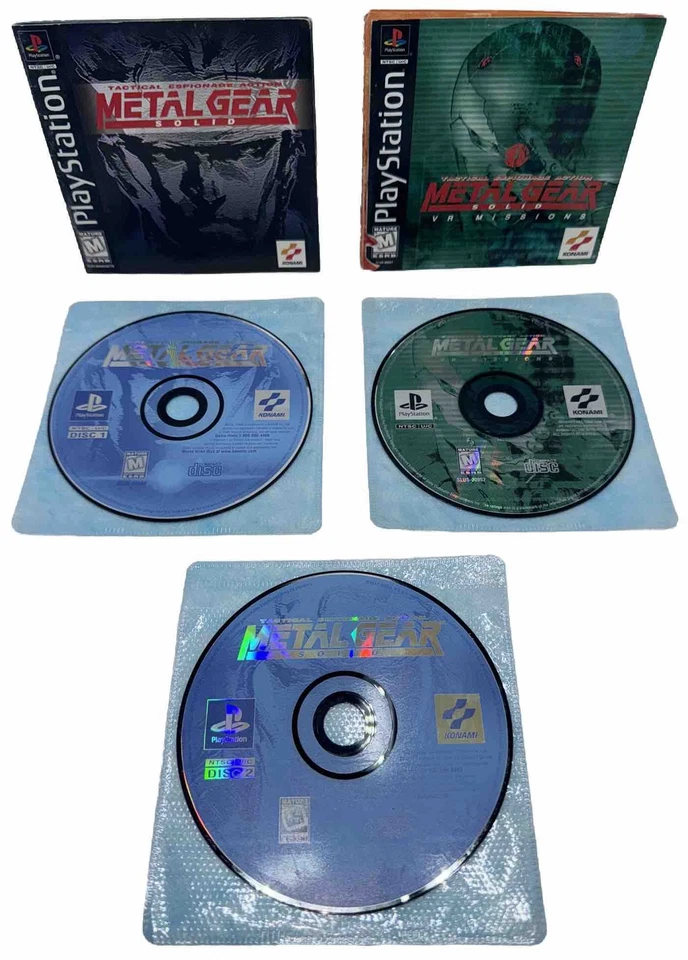 Metal Gear Solid Set 1 + 2 + VR Missions PS1 PS2 Discs w Manuals Reg. Card Read - Image 2 of 4