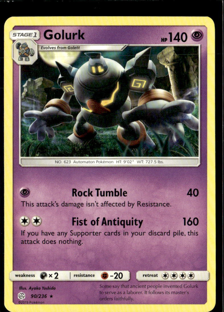 Pokemon Golurk 90/236 Cosmic Eclipse Non Holo Rare 2 Card Lot