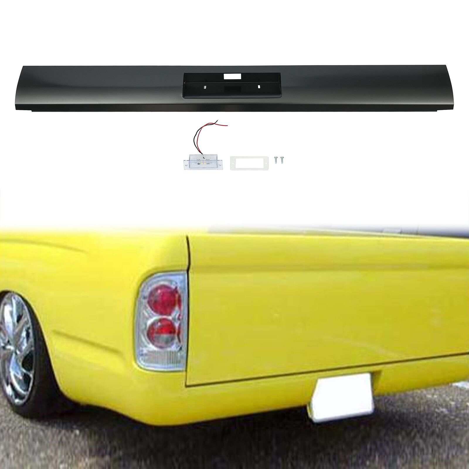 Rear Bumper Roll Pan w/LED License Plate Light For Toyota Tacoma 1995-2004