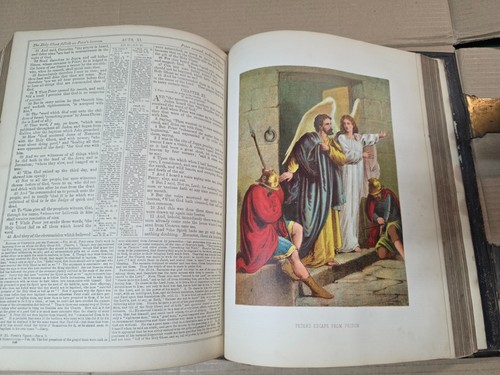Antique Victorian Family Bible Leather & Brass Scott Henry Eadie Colour Plates - 第 22/24 張圖片