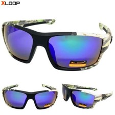 Men MILITARY TACTICAL Fishing Hunting Wrap Camouflage Camo SUNGLASSES Green Lens