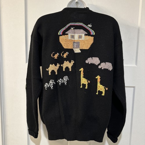 Vintage Mark Shale Noah’s Ark Embroidered Lambswool Cardigan Size Small - Picture 5 of 8