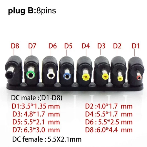 Adaptateur secteur universel 5,5 mm x 2,1 mm DC femme mâle prise secteur embouts connecteur - Photo 9/15