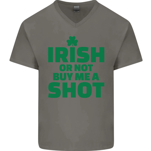 Irlandais Ou Pas Acheter Me A Photo St Patrick's Jour Hommes Col V Coton T-Shirt - Picture 2 of 43