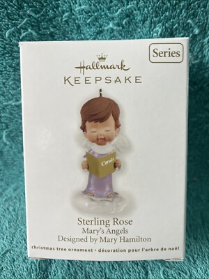 2012 Hallmark Mary s Angels STERLING ROSE Ornament ~ 25h in the Series ~ MIB