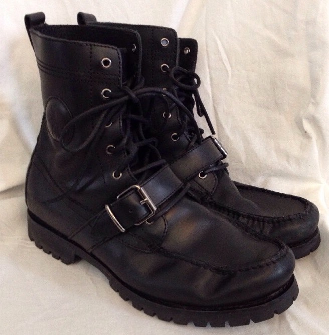 Polo Ralph Lauren Men's Radbourne Hipster Ankle Boots Black Leather Size 10  D
