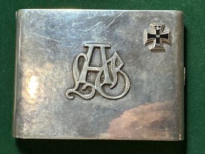 ss cigarette case SILVER .800 Cigarette Case of a Veteran of the WWI and Knight of the Iron  Cross