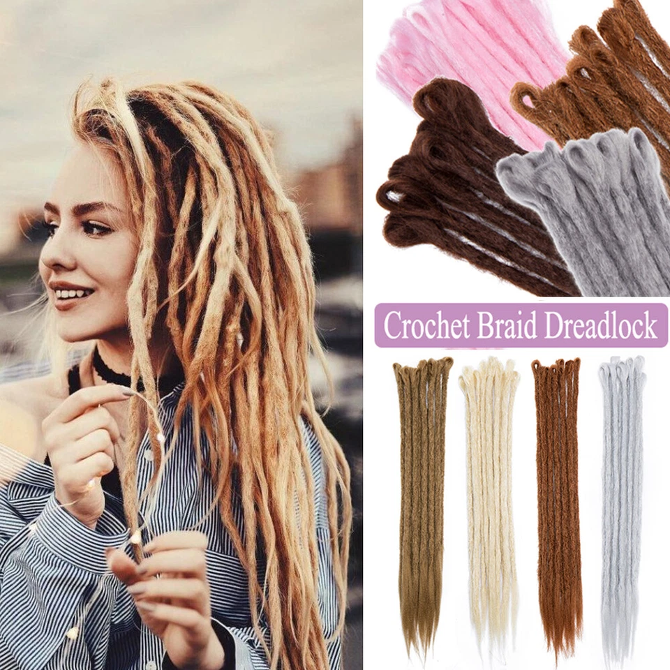 Extensiones de cabello hechas a mano de lana ombre rastas de un solo extremo mechones 20"/24" Foto 2 de 4