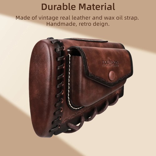 Tourbon Vintage Leather Slipon Recoil Pad Rifle Cheek Rest Riser Buttstock Cover - Picture 7 of 24
