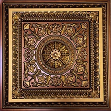 PVC Faux Tin (Glue Up/Drop-In) Ceiling Tiles 24x24 D223 Brushed Gold - LOT/6