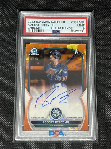 2023 Bowman Chrome 1st Sapphire Robert Perez Jr Orange Auto /25 BSPA-RP PSA 9