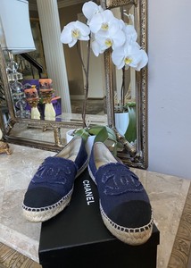 Chanel Azul Denim Negro Puntera Alpargatas Talla 42 | eBay