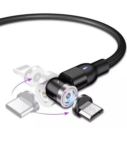 3 in 1 Magnetic Fast Charging 2M USB Cable Charger 3A Phone Type-C Micro RED - Picture 8 of 10