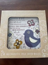 Haight - Ashbury Collection “Thank You” Decorative Tile With Easel, Brand New!